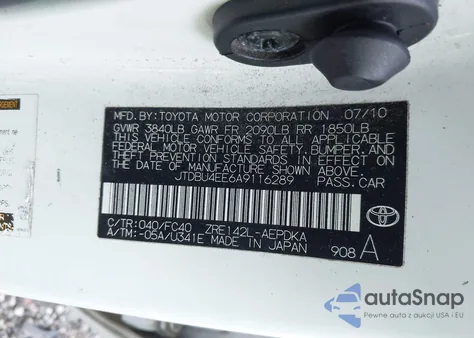 2010 Toyota Corolla Le from USA, damaged, VIN JTDBU4EE6A9116289